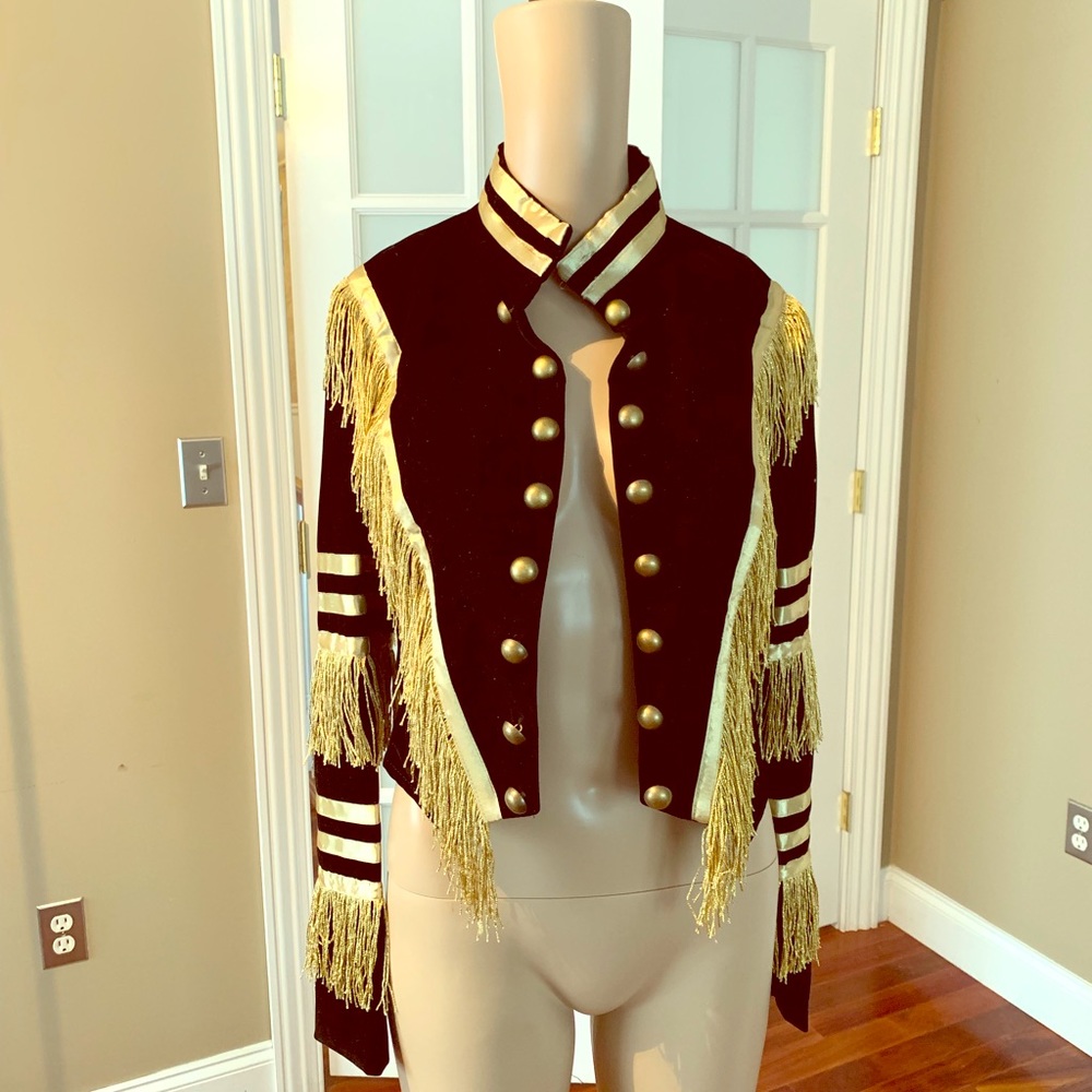 Velvet and gold fringe Balmain style jacket